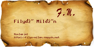 Filyó Milán névjegykártya